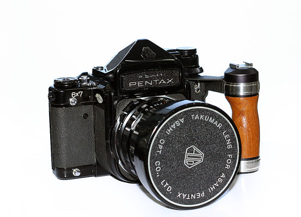 Pentax 6x7 TTL Prism +55mm=105mm+150mm + Wood Grip Second Hand