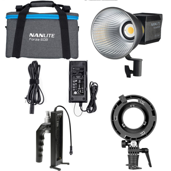 Nanlite Creative Light Kit, including a Forza 60B, Softbox, Grid, Projector attachment, Pavotube 6C and Stand